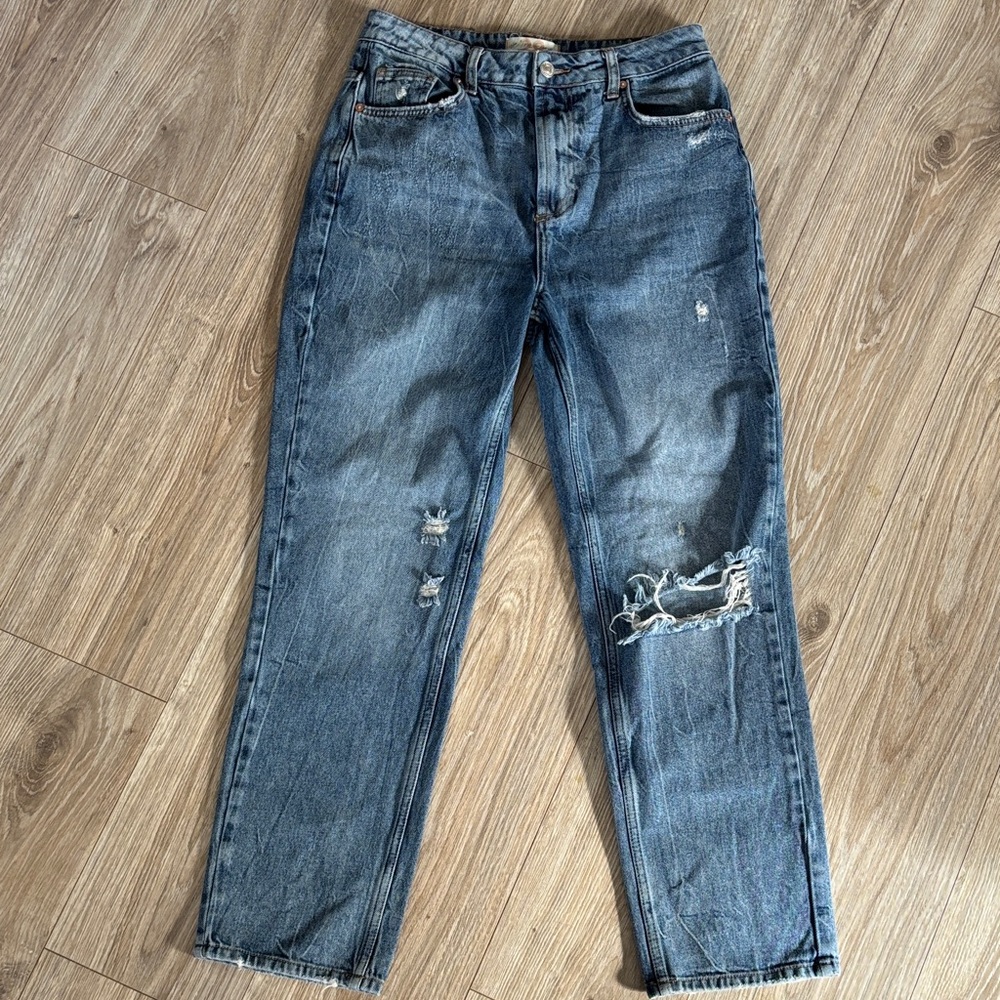 We The Free Women's Distressed Blue Straight Leg Jeans